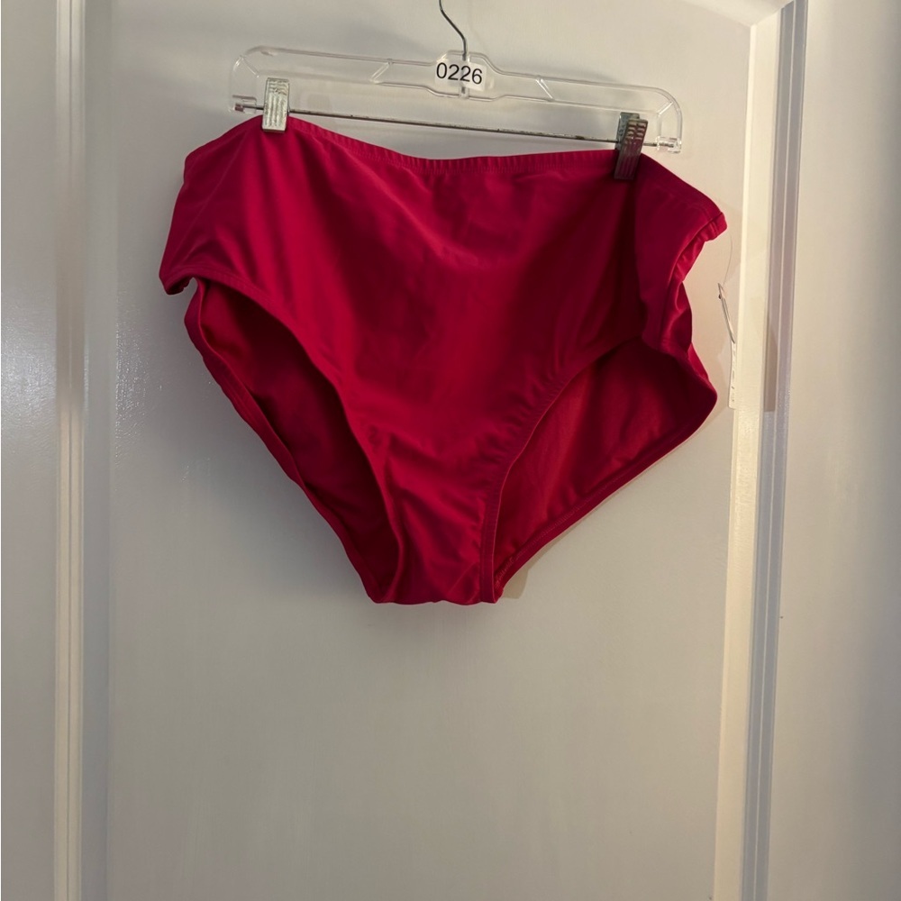 Time & Tru High-Waist Solid Bikini Bottoms - Bright Fuchsia Sz 2X NWT